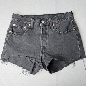 Levi's Womens 501 Original short Faded‎ Black Cut Off Size 27